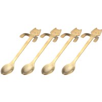Cosy Cat Stainless Steel Spoons - Gold / 4