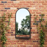MirrorOutlet The Arcus Metal Framed Arched Garden Wall Mirror - Black / 80cm
