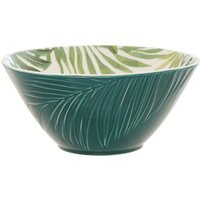 Bali Dark Green Large Salad Bowl with Leaf Design - Green