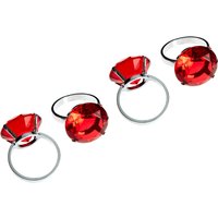 Set Of Four Red Diamante Napkin Rings - Red