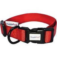 HugglePets Adjustable Snappy Dog Collar - Orange, Large - Red / Medium