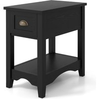 Retro Side Table Rectangular Nightstand - Black