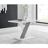 Monza 4 Seat White High Gloss Dining Table with Grey Accent - White