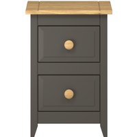 Capri Carbon 2 Drawer Petite Bedside Cabinet - Carbon Grey and Antique waxed pine