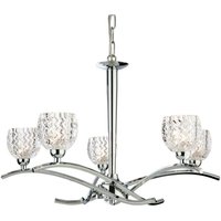 Maple 5 Light Chandelier Chrome, Moulded Clear Glass, G9 - Moulded Clear Glass