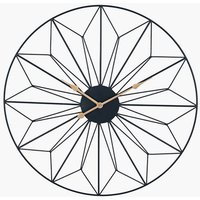 Metal Geometric Design Round Wall Clock - Black