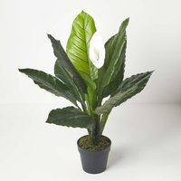Homescapes Artificial Peace Lily Plant In Pot 90 cm Tall Spathe Flower - White