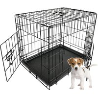 FoxHunter, Pet Cage Folding Lockable Dog Black - Black / 24 Inch (2 Door) FoxHunter, Pet Cage Folding Lockable Dog Black - Black / 24 Inch (2 Door)
