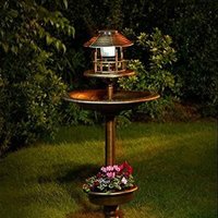 Bird Feeder with Solar Lights and Planter  - Bronze