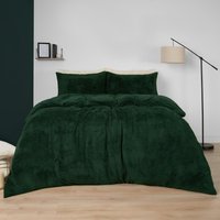 Teddy Fleece Duvet Cover Set - Forest Green / Superking