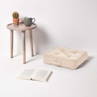 Homescapes Rajput Ribbed Cotton Floor Cushion - Natural