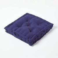 Homescapes Cotton Floor Cushion - Navy / 10cm