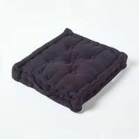 Homescapes Cotton Floor Cushion - Black / 10cm