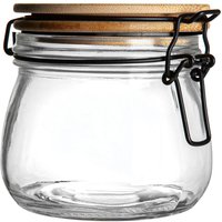 Wooden Clip Lid Storage Jar - 500ml - Black Seal / 1
