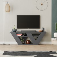 Pipralla Modern TV Stand Multimedia Centre With Shelves - Anthracite Grey