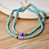Beaded Ocean Style Necklace - Sky Blue