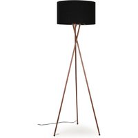 Camden Copper Tripod Floor Lamp with Drum Shade - Black
