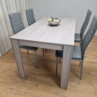 Dining Arrow Table With 4 Grey Stitched Chairs Dining Set - Grey / 117cm