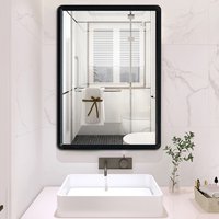 Black Frame Bathroom Hanging Wall Mirror - Black / 46.5cm