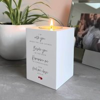 Memorial Sentimental Verse Wooden Tea Light Holder - White
