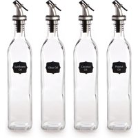Oil and Vinegar Dispenser Bottles - 500ml Pack of 4 - Clear
