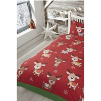 Rudolph and Friends Duvet Cover Set - Red / Single / 200cm