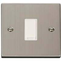 Stainless Steel 10A 1 Gang 2 Way Light Switch - White
