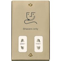 Polished Brass Shaver Socket 115v230v - White