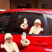 Realistic Waving Santa Claus Christmas Decoration Sticker - Red