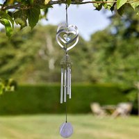 Crystal Heart Wind Chime - Silver