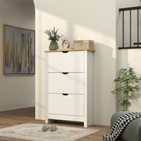 HOMCOM 12 Shoe Storage Cabinet 4 Shelves 2 Drawers - High Gloss White / 112cm / N/A