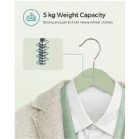 SONGMICS Wooden Hangers with Anti-Slip Trousers Bar - Green / 23cm / Wood / 2.4kg