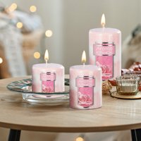 Lifeideas 3Pcs Cylindrical Scented Candle Set - Pink