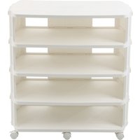 Cream 5 Tier Rolling Shoe Rack - Cream White / 73.5cm