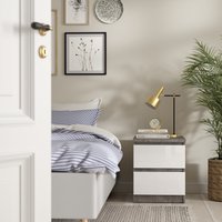 Naia 2 Drawer Modern Bedside Table - Concrete