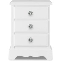 Romance Bedside Table with 3 Drawers - White