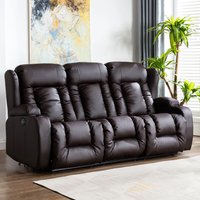 Caesar Electric High Back Luxury Recliner 3 Seater Sofa - Brown