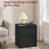 Nightstands,Set of 2 Bedside Tables,2 AC Outlets, 2 USB Ports - Black