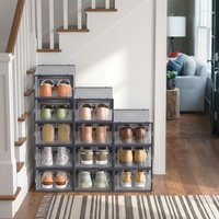 Stackable Transparent Shoe Storage Boxes - Black / 33cm / 3.05kg / 14cm