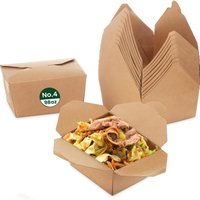 98oz No.4 Takeaway Food Snack Boxes Cardboard Containers - Brown / 50
