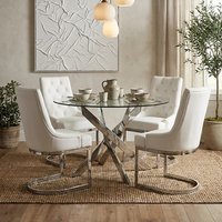 Allure Round Dining Table with Chrome Intersected legs - Silver