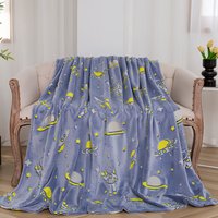 Glow-in-the-Dark Soft Cozy Flannel Throw Blanket - Blue