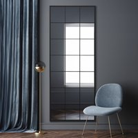 Fenestra Modern Metal Window Leaner Wall Mirror - Black