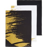 Modern Retro Set Of 3 Flash Dash Tea Towels - Gold