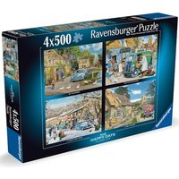 Village Life Puzzles 4 x 500 Piece Jigsaw Puzzle Set - Various Colours
