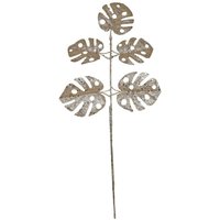 Artificial Monstera Leaf Spray - Champagne Glitter