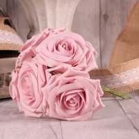 Bunch of 5 Foam Open Tea Rose - Baby Pink