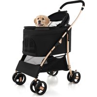 Foldable Pet Stroller - Gold & Black