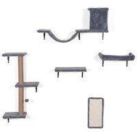 Padded Hanging Pet Furniture with Cat Tree - Grey