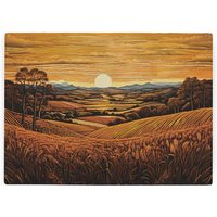 Sunset Farm Worktop Protector - Large Textured Glass Chopping Board - Orange